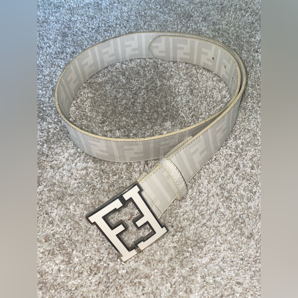 Fendi White And Grey Men’s Belt